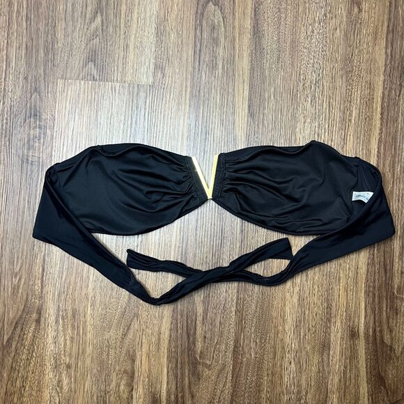 Victoria’s Secret Black Bandeau With Gold Metal “V” Logo Strapless Womens Size X - Picture 3 of 8